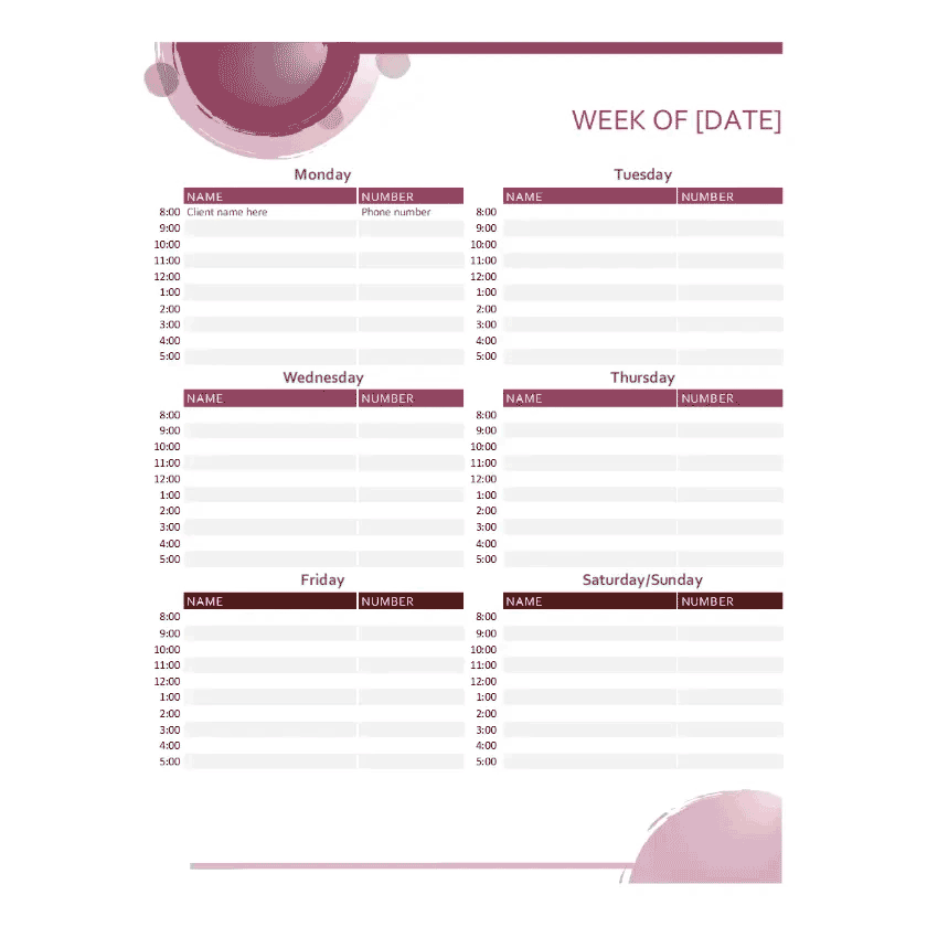 Week of Calendar